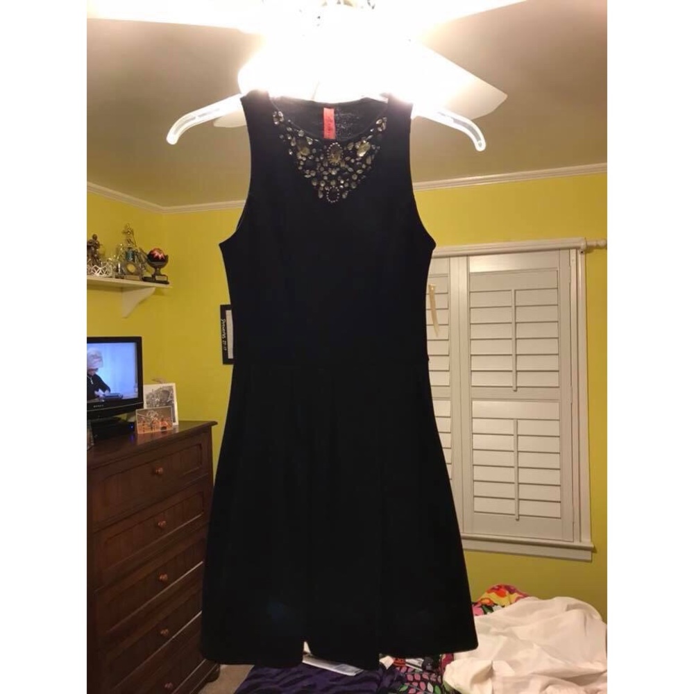 Black Dress with Beaded Neckline